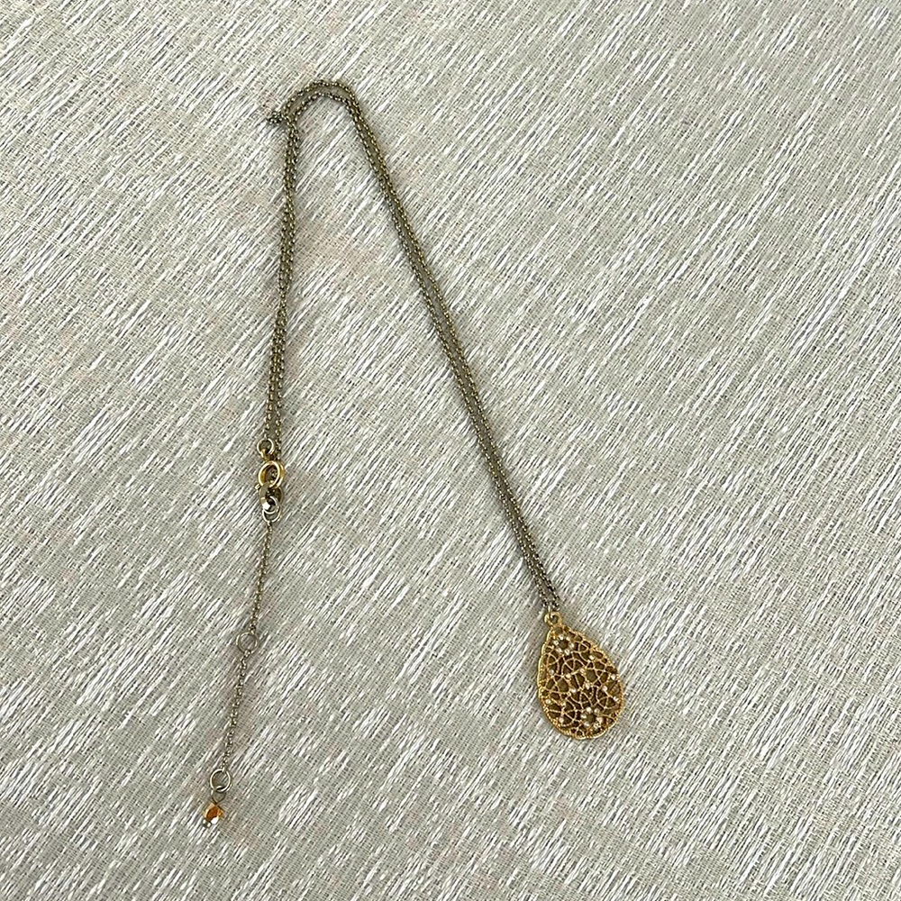 Gold pendant on silver chain